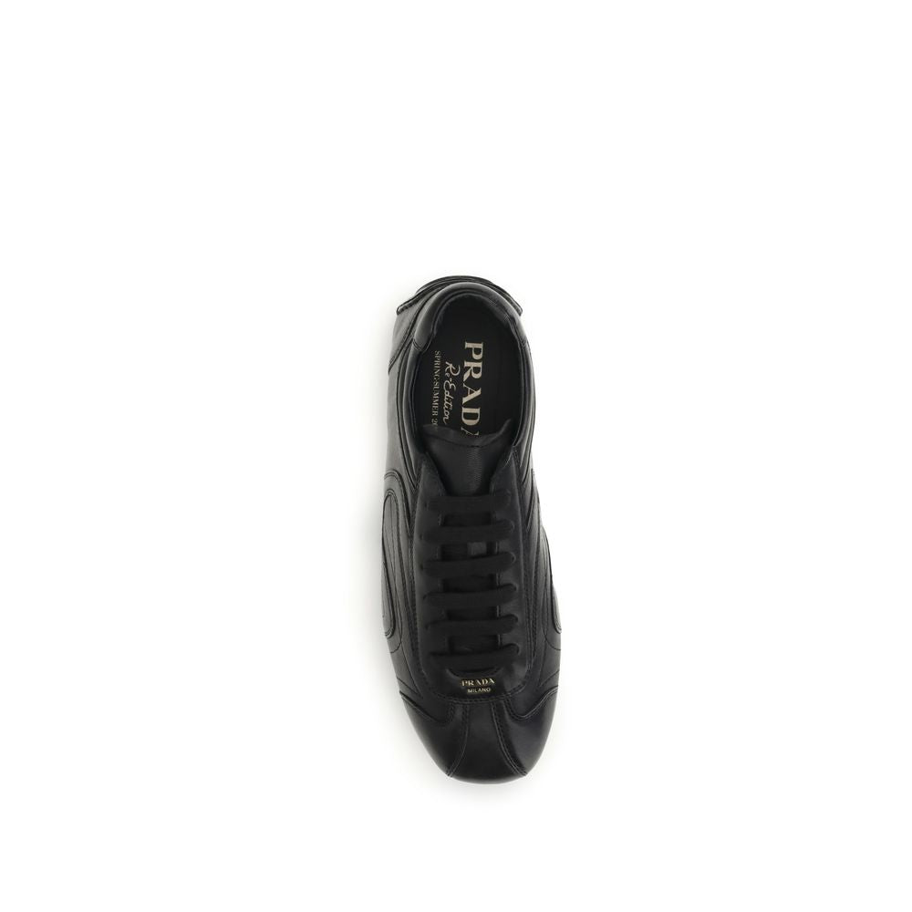 Prada Black Calf Leather Low Top Sneakers
