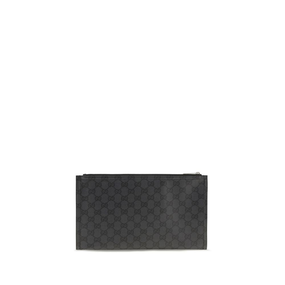 Gucci Black Coated GG canvas Shoulder Bags