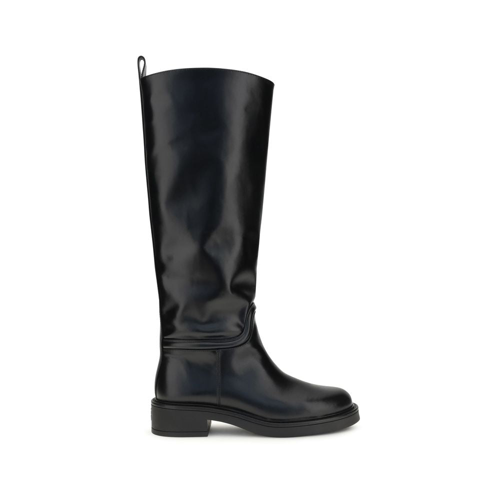 Stuart Weitzman Black Calf Leather Flat Boots