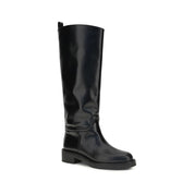 Stuart Weitzman Black Calf Leather Flat Boots