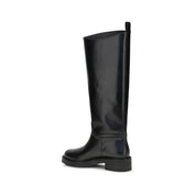 Stuart Weitzman Black Calf Leather Flat Boots