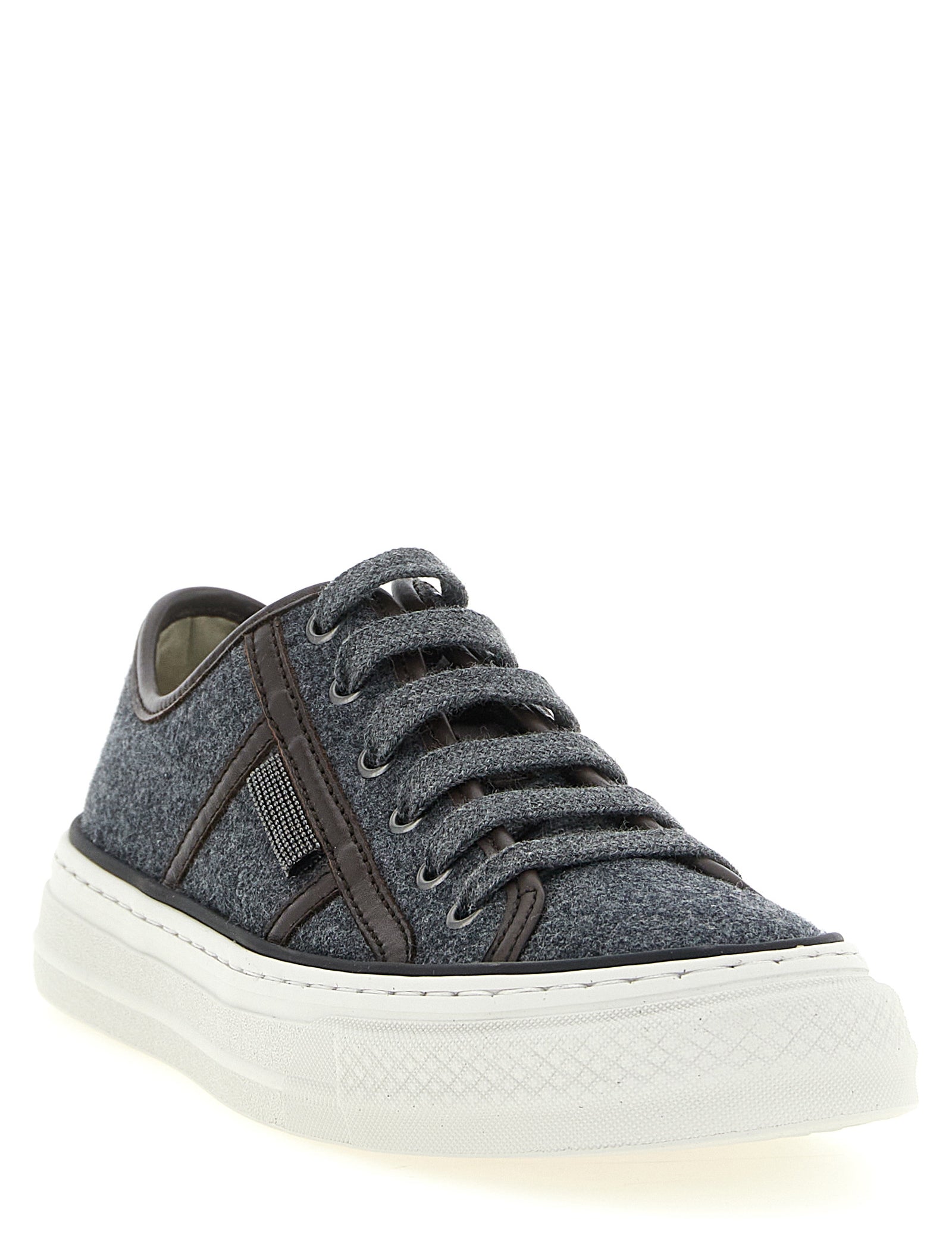 Brunello Cucinelli Gray Virgin Wool Low-Top Sneakers