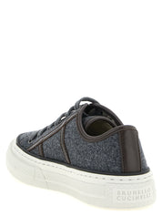 Brunello Cucinelli Gray Virgin Wool Low-Top Sneakers