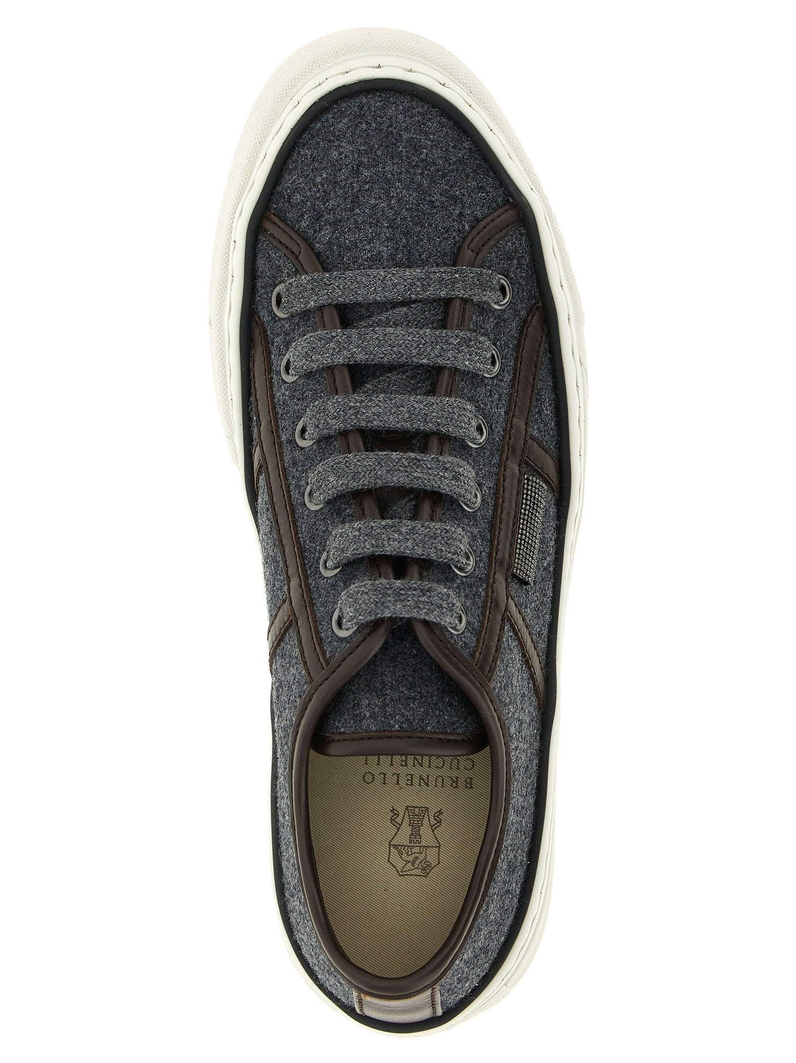 Brunello Cucinelli Gray Virgin Wool Low-Top Sneakers