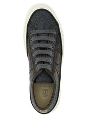 Brunello Cucinelli Gray Virgin Wool Low-Top Sneakers