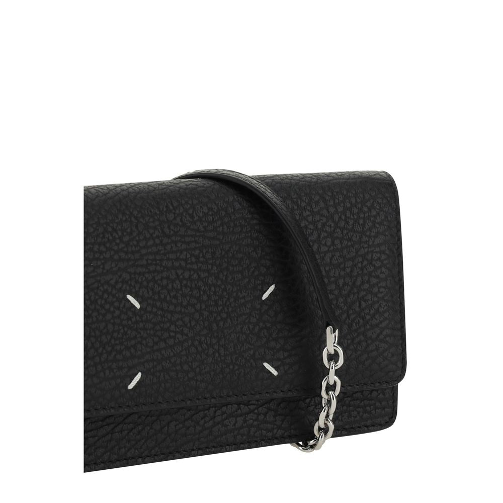 Maison Margiela Black Calf Leather Wallet with Chain