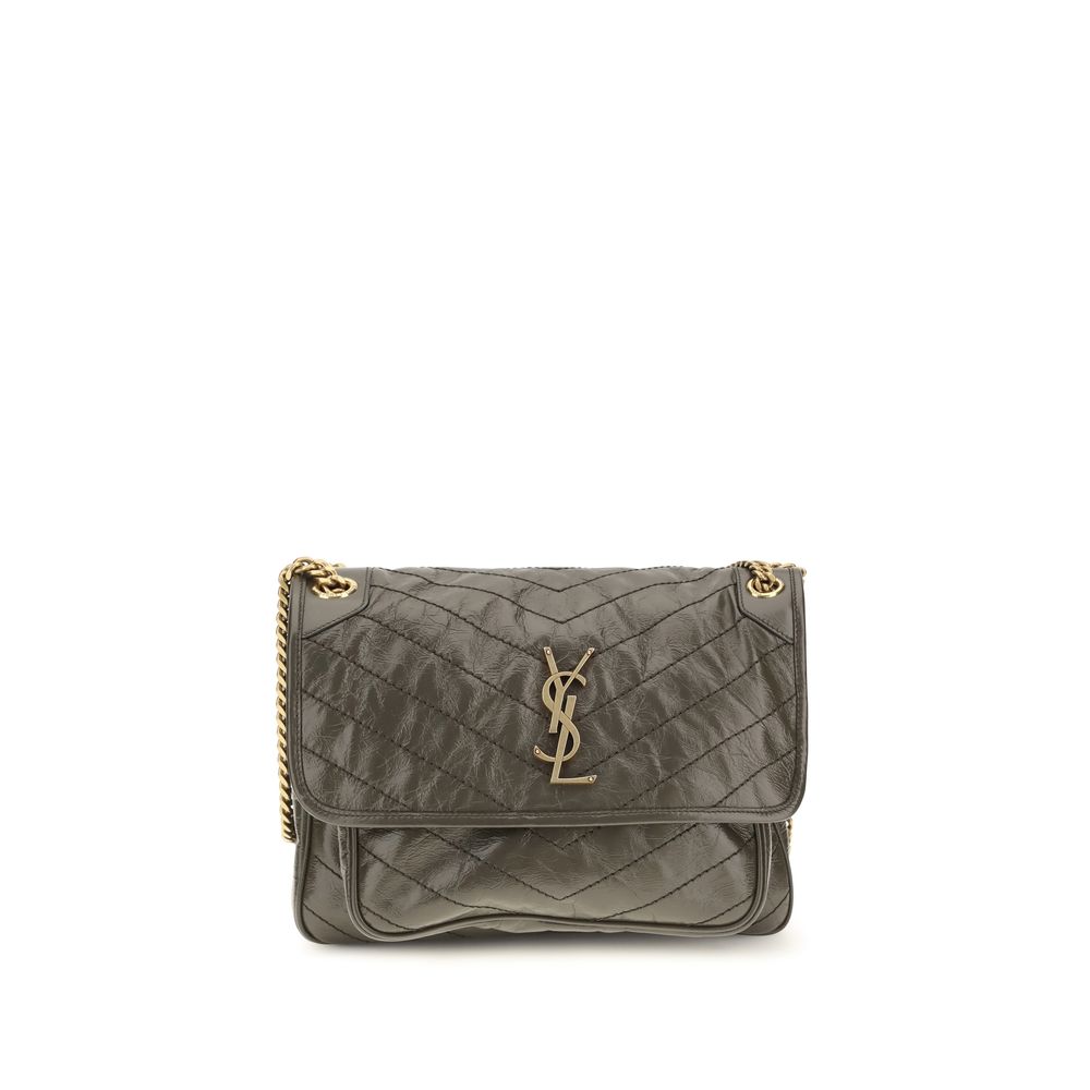 Saint Laurent Bicolor Calf Leather Shoulder Bag
