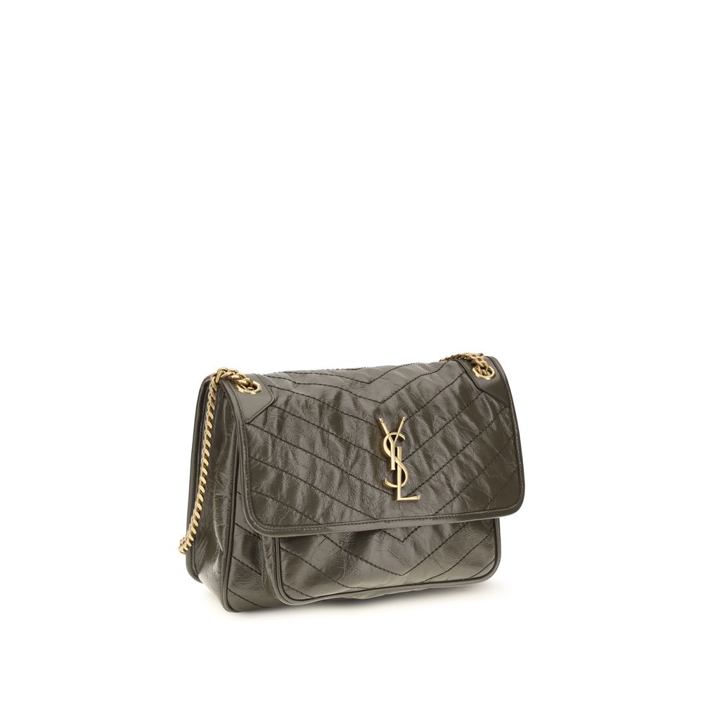Saint Laurent Bicolor Calf Leather Shoulder Bag
