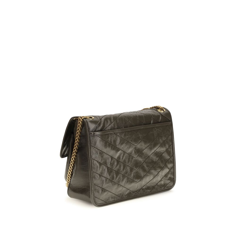 Saint Laurent Bicolor Calf Leather Shoulder Bag