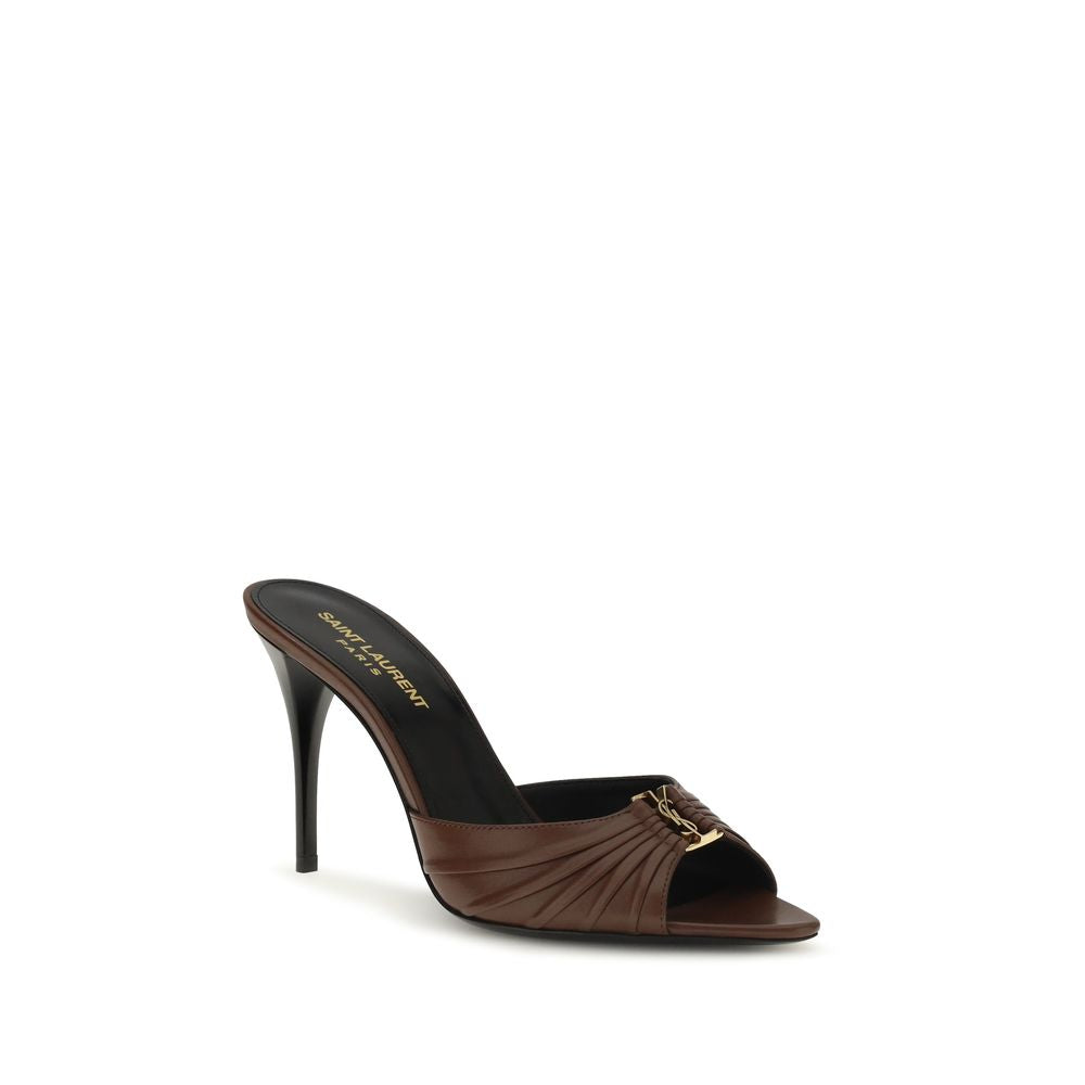 Saint Laurent Brown Calf Leather High Heel Pumps