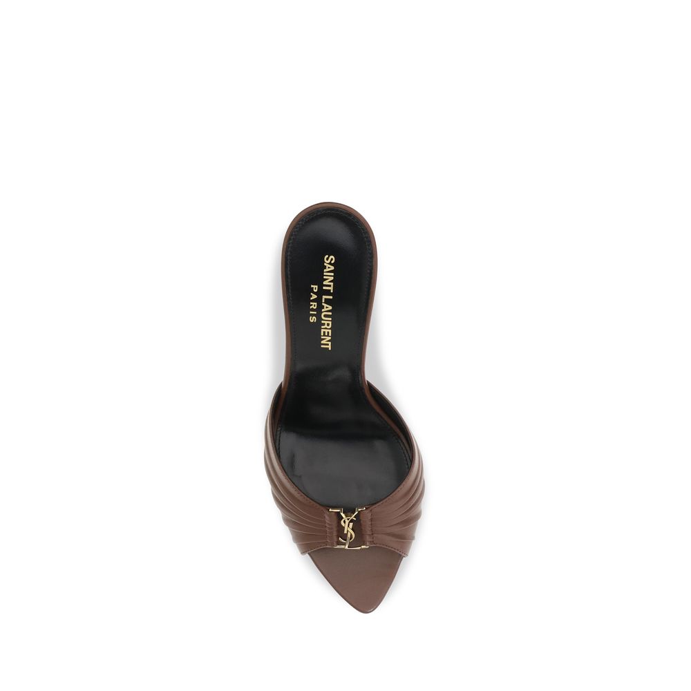 Saint Laurent Brown Calf Leather High Heel Pumps