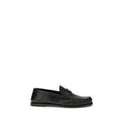 Saint Laurent Black Calf Leather Slip-On Loafers