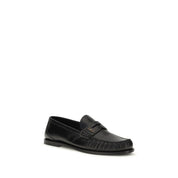 Saint Laurent Black Calf Leather Slip-On Loafers