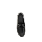 Saint Laurent Black Calf Leather Slip-On Loafers