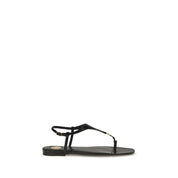 Saint Laurent Black Calf Leather Flat Sandals