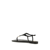 Saint Laurent Black Calf Leather Flat Sandals