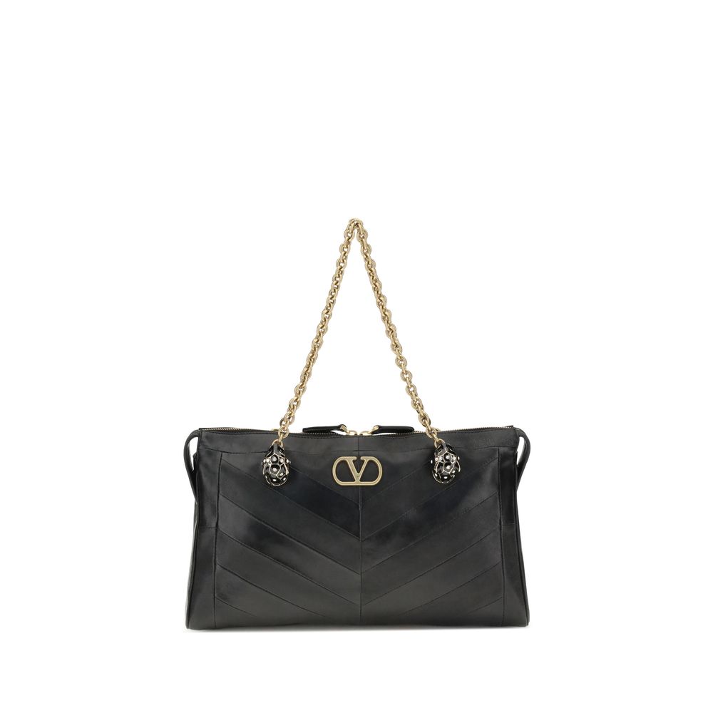 Valentino Garavani Black Suede and Nappa Shoulder Bag
