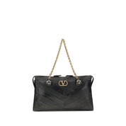 Valentino Garavani Black Suede and Nappa Shoulder Bag