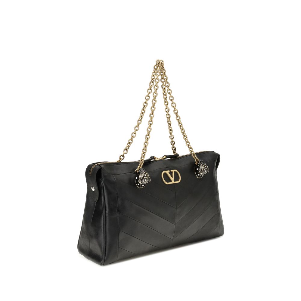 Valentino Garavani Black Suede and Nappa Shoulder Bag