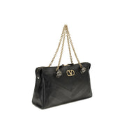 Valentino Garavani Black Suede and Nappa Shoulder Bag