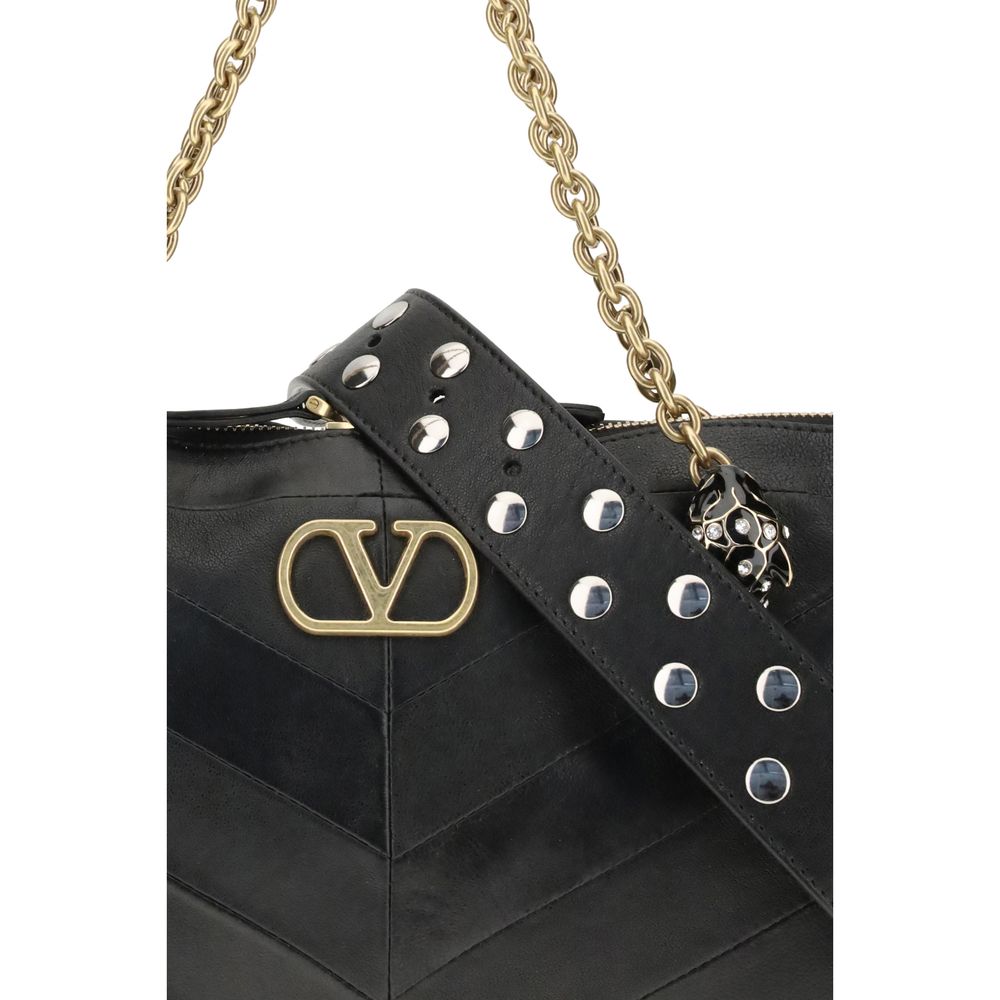Valentino Garavani Black Suede and Nappa Shoulder Bag