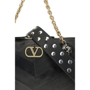 Valentino Garavani Black Suede and Nappa Shoulder Bag