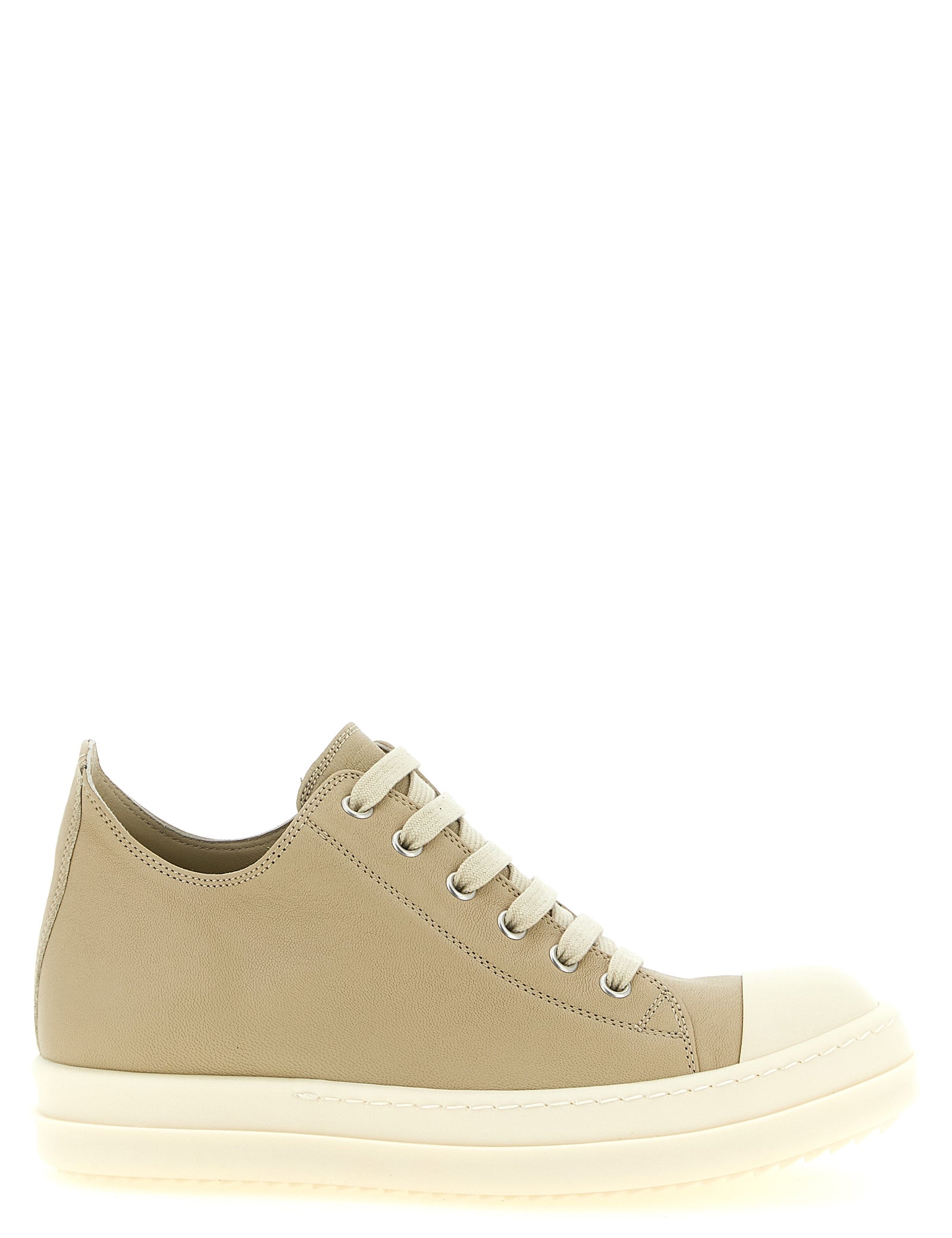 Rick Owens Beige Ram Leather Low Top Sneakers