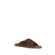 Miu Miu Brown Calf Leather Flat Sandals