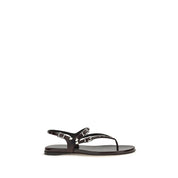 Chloé Black Calf Leather Flat Sandals