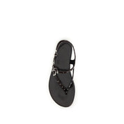 Chloé Black Calf Leather Flat Sandals