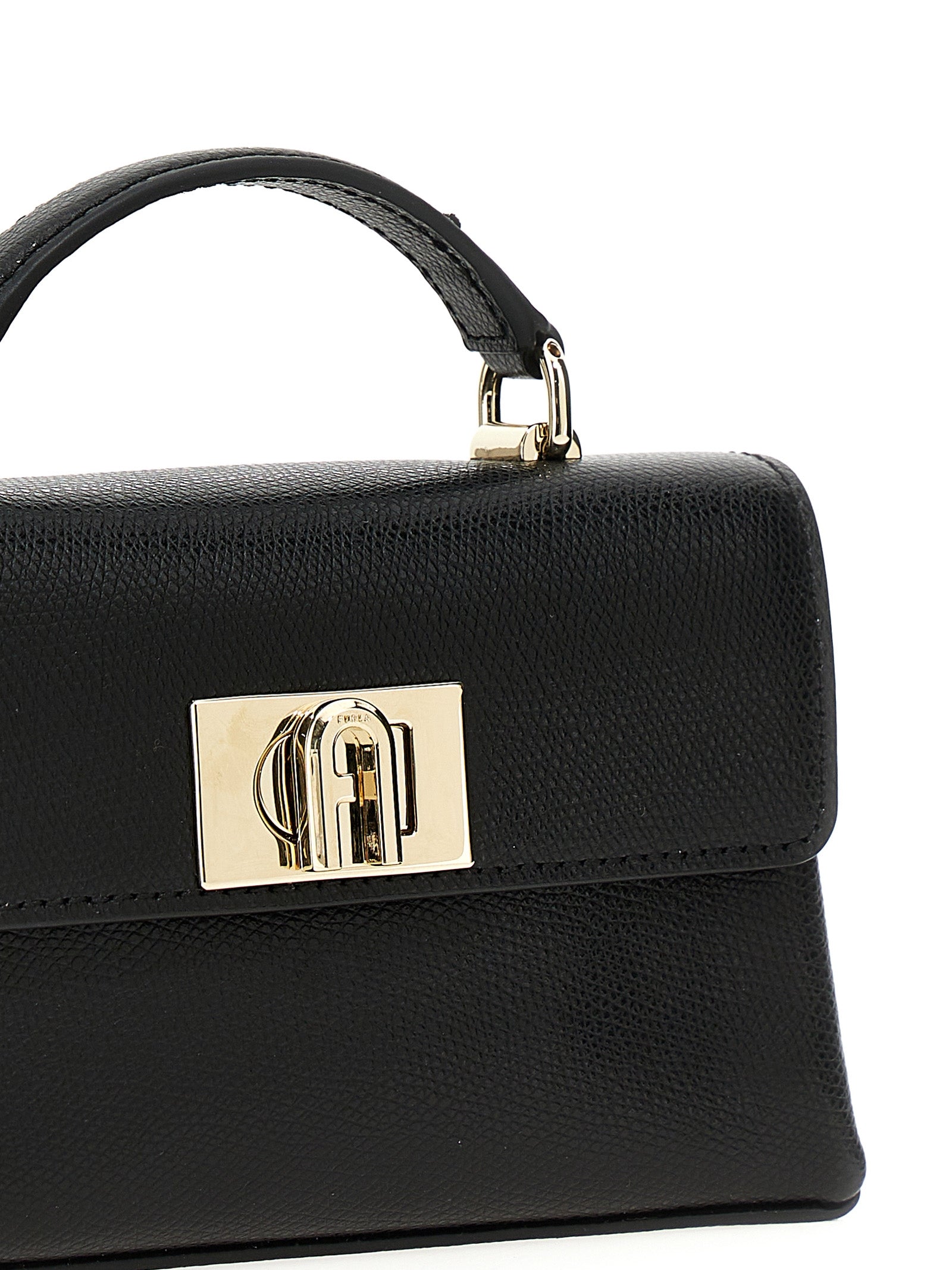 Furla Black Leather Mini Shoulder Bag