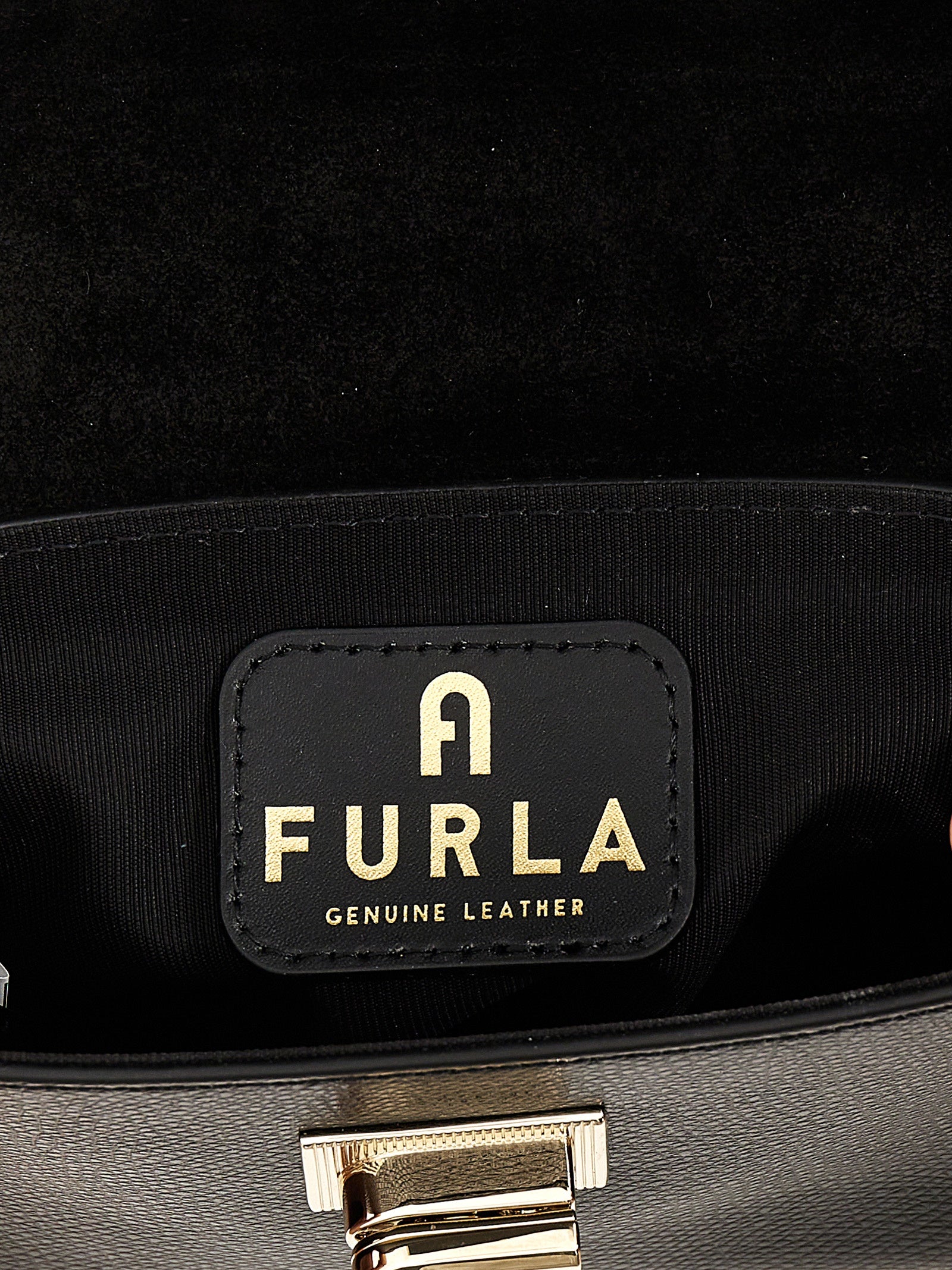 Furla Black Leather Mini Shoulder Bag