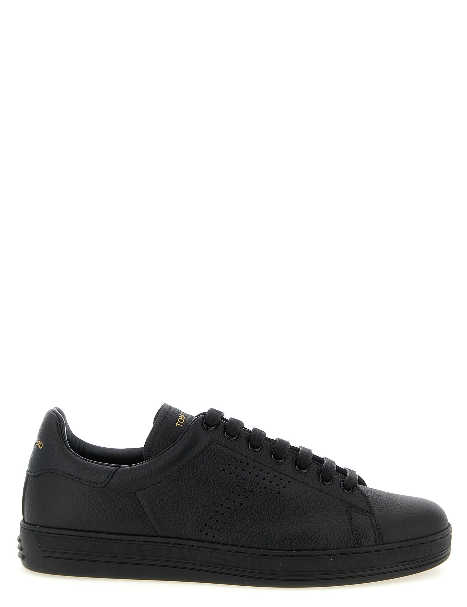 Tom Ford Black Hammered Leather Low Top Sneakers