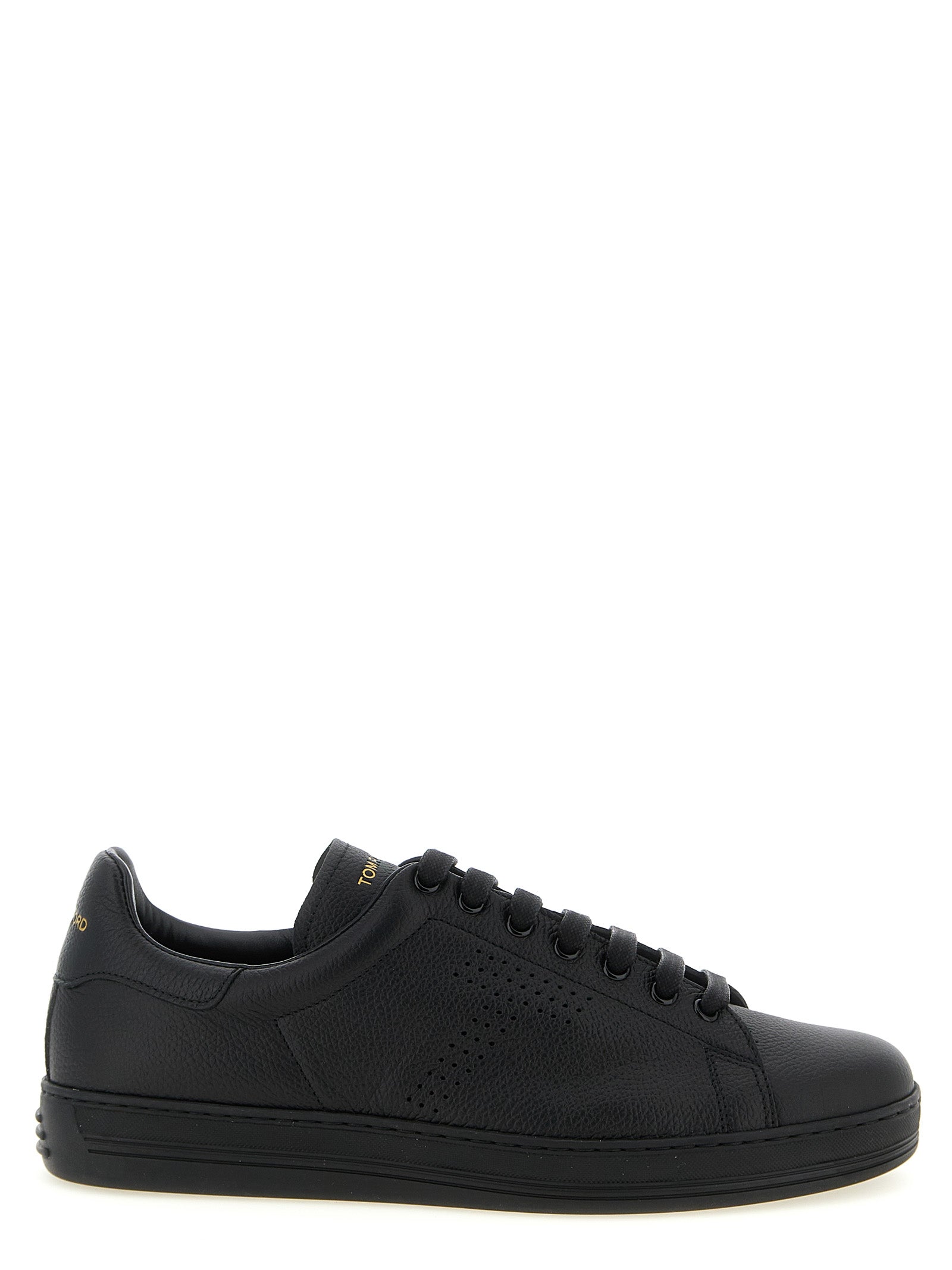 Tom Ford Black Hammered Leather Low Top Sneakers