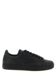 Tom Ford Black Hammered Leather Low Top Sneakers