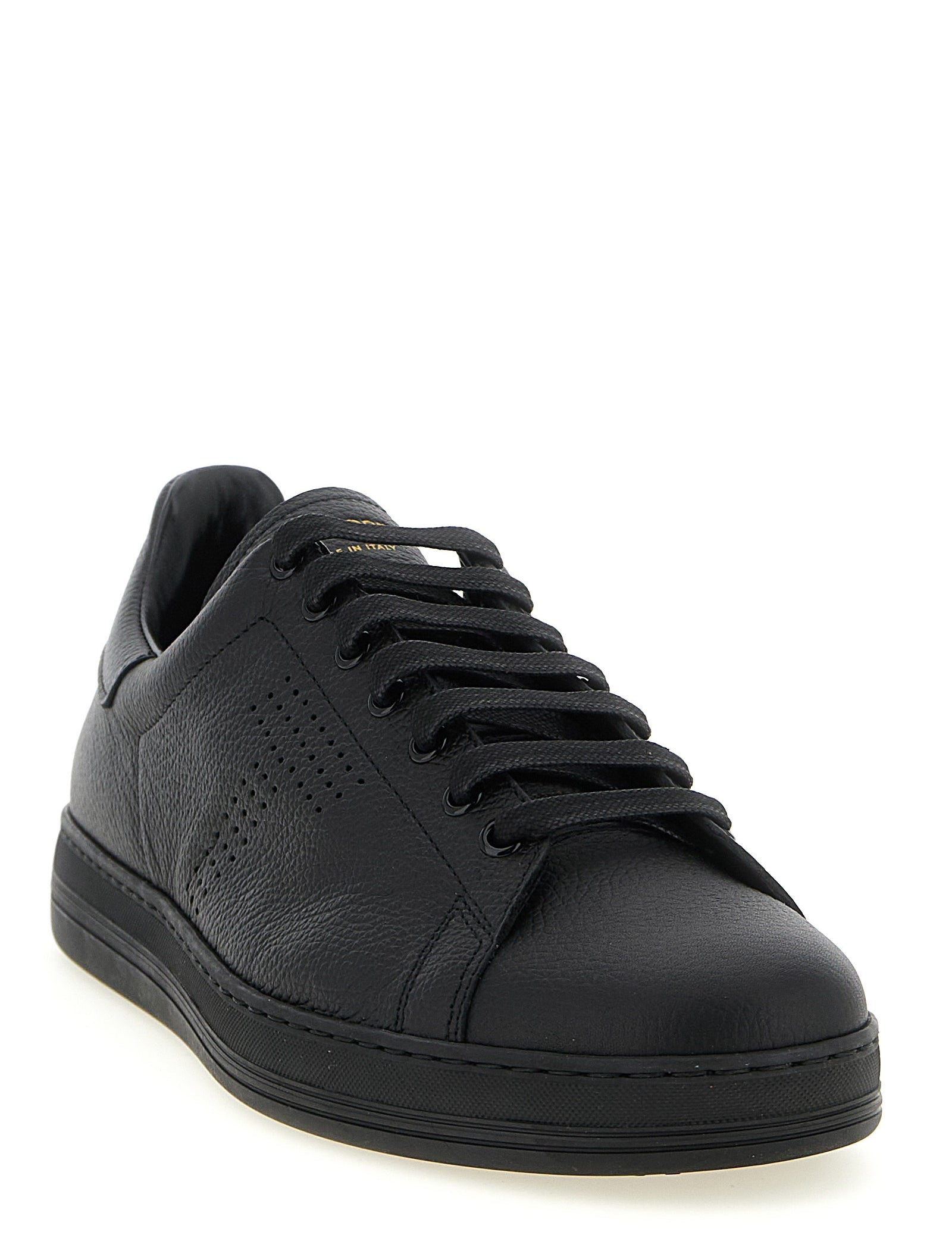 Tom Ford Black Hammered Leather Low Top Sneakers