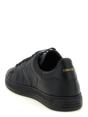 Tom Ford Black Hammered Leather Low Top Sneakers