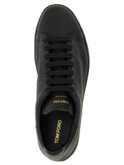 Tom Ford Black Hammered Leather Low Top Sneakers