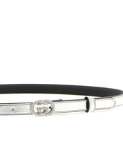 Gucci Silver Calfskin Thin Belt