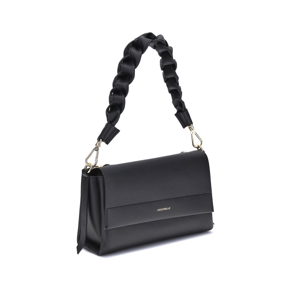 Coccinelle Black Calf Leather Shoulder Bag