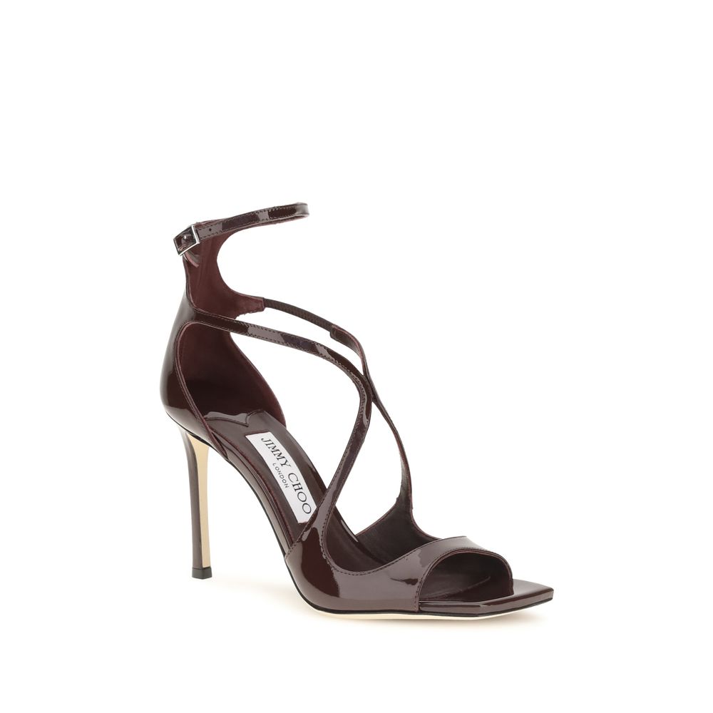 Jimmy Choo Brown Calf Leather Stiletto Heel Sandals