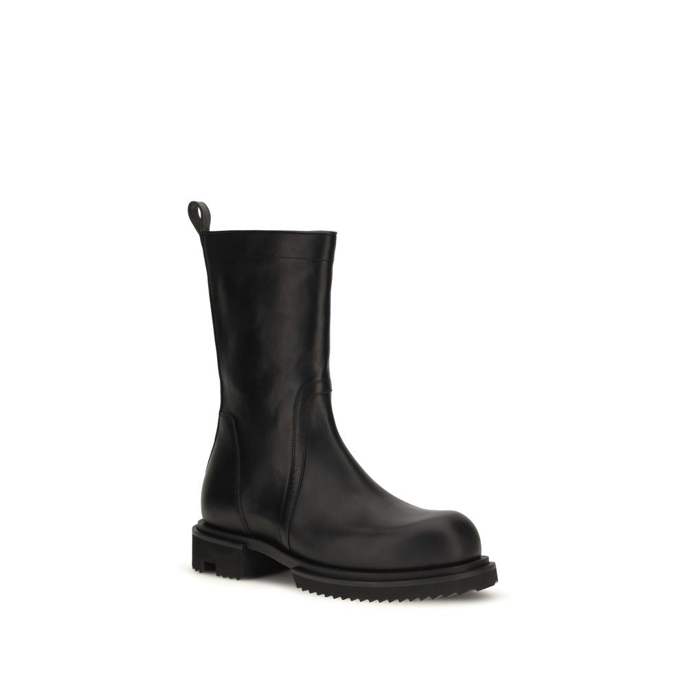 Rick Owens Black Calf Leather Flat Boots