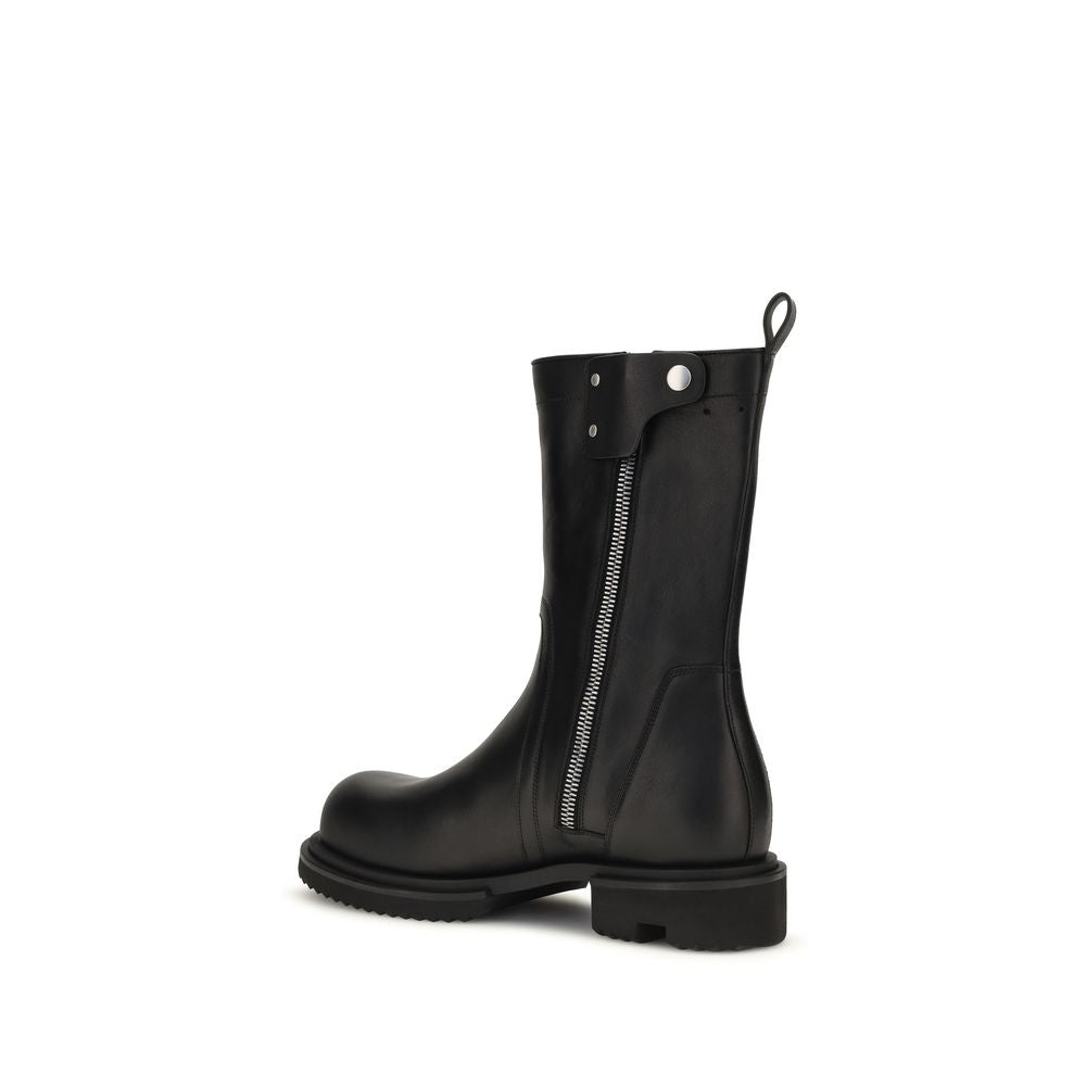 Rick Owens Black Calf Leather Flat Boots