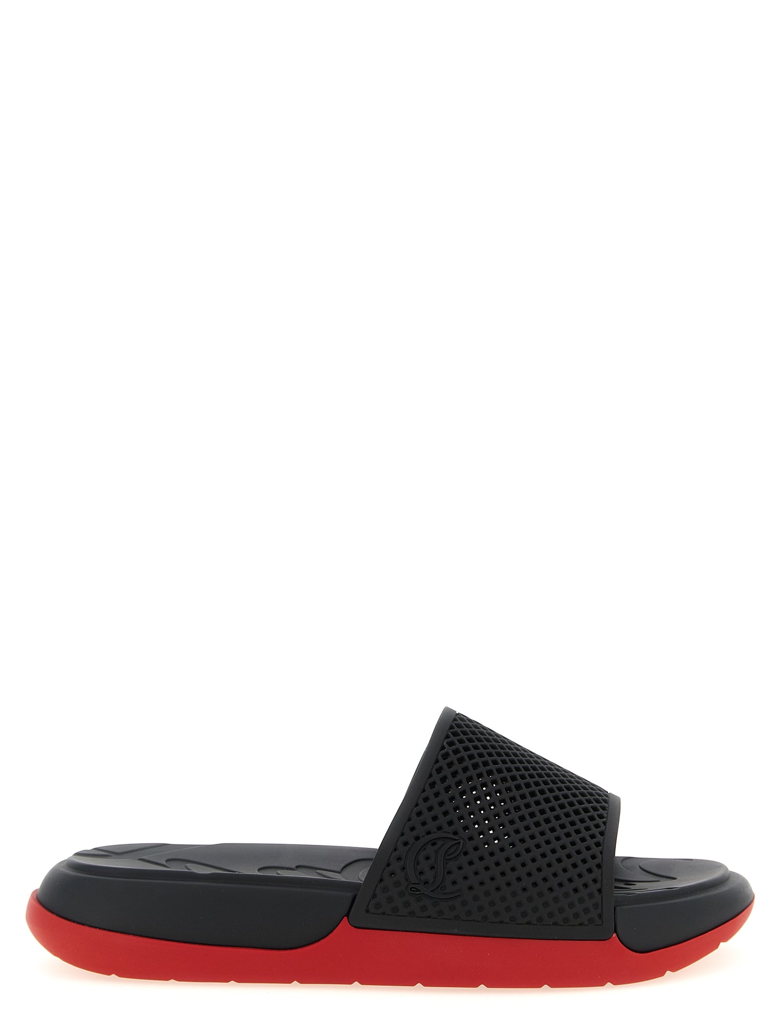 Christian Louboutin Black Polyurethane Slides