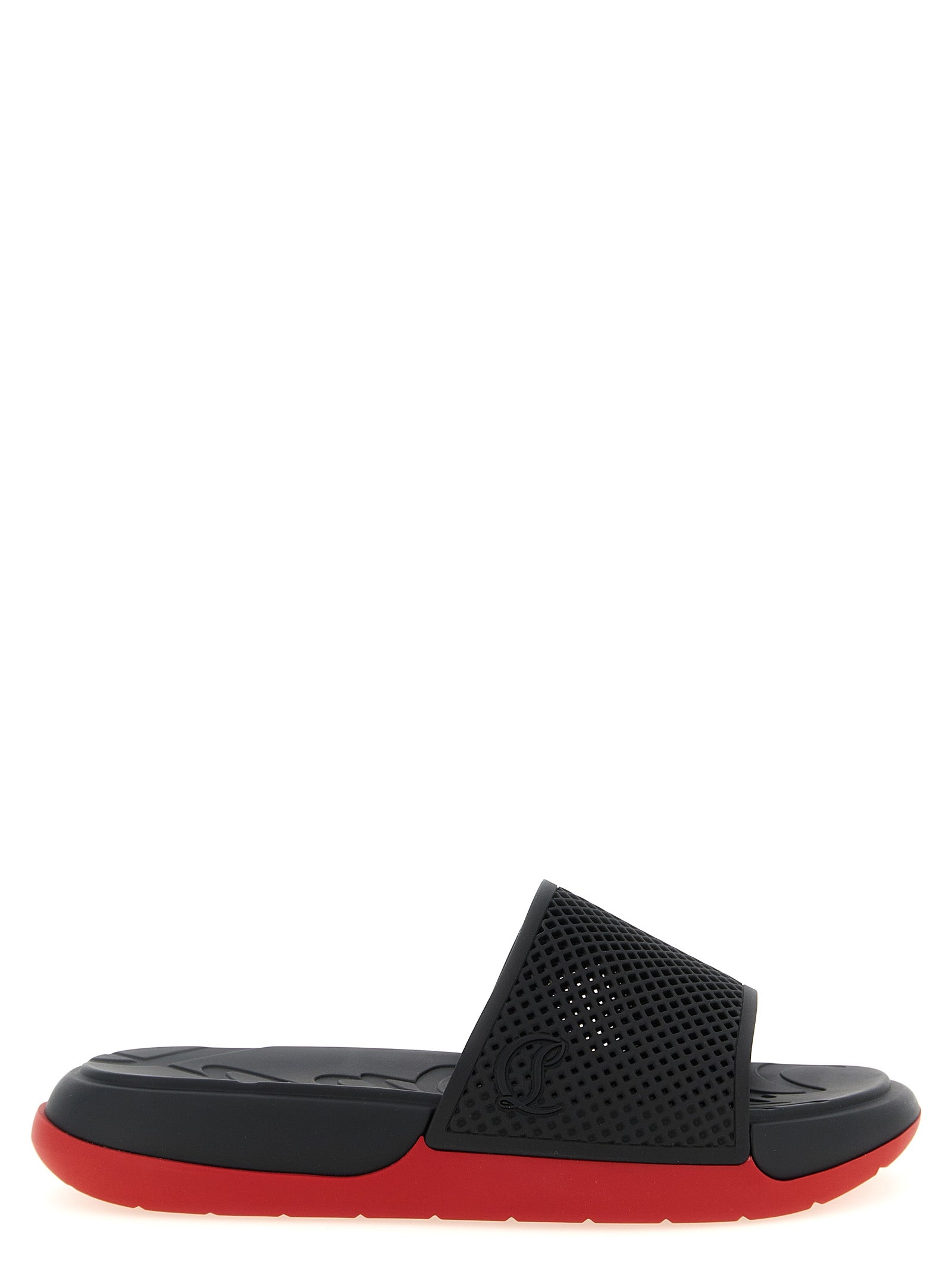 Christian Louboutin Black Polyurethane Slides