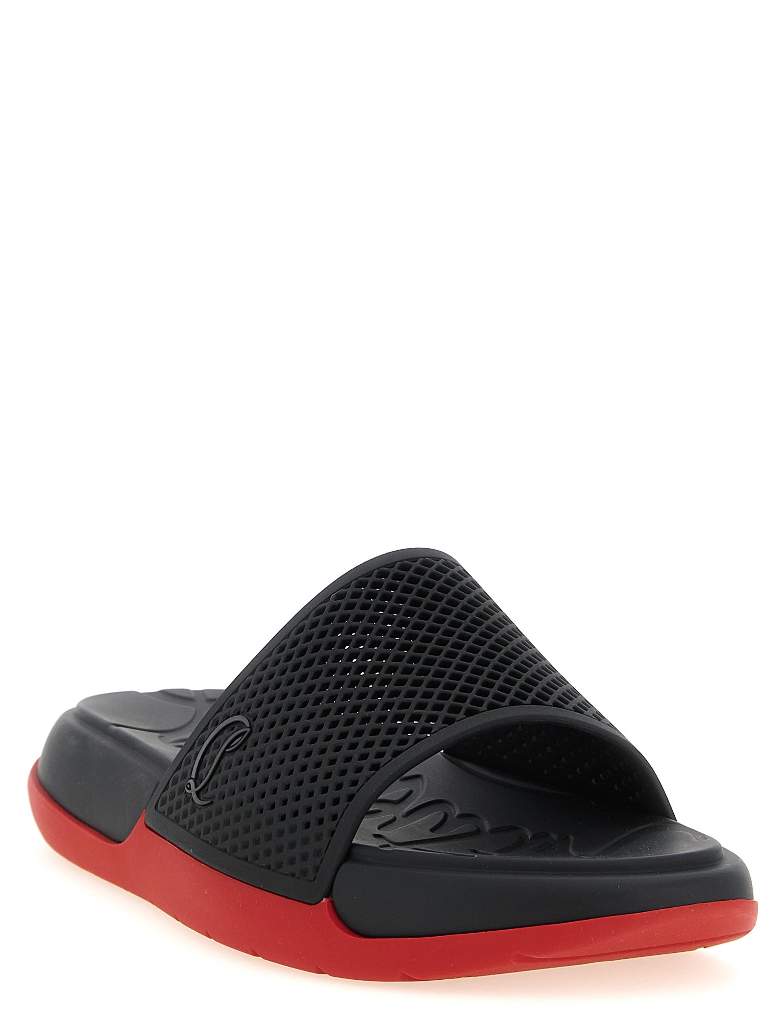 Christian Louboutin Black Polyurethane Slides