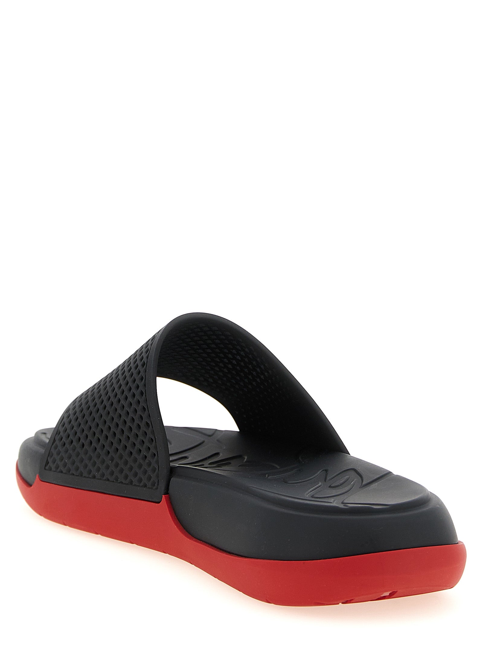 Christian Louboutin Black Polyurethane Slides