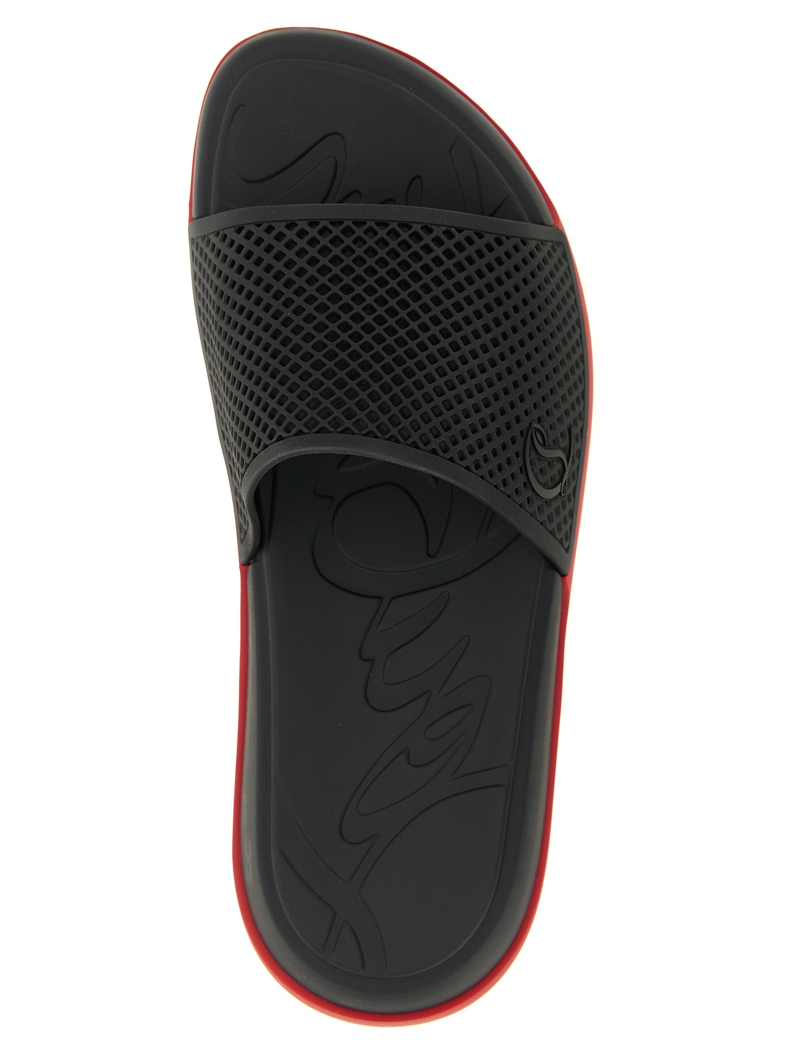 Christian Louboutin Black Polyurethane Slides