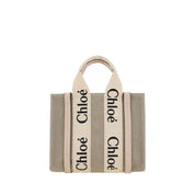 Chloé Brown Linen Woody Canvas Tote Bag