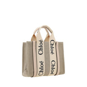 Chloé Brown Linen Woody Canvas Tote Bag